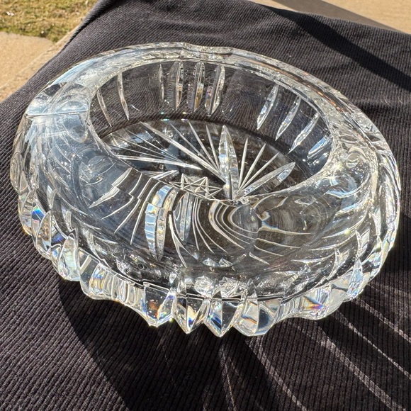 Vintage Mid Century Heavy Crystal Starburst Ashtray Trinket Dish 5.5” 2.2 lbs - Picture 3 of 6